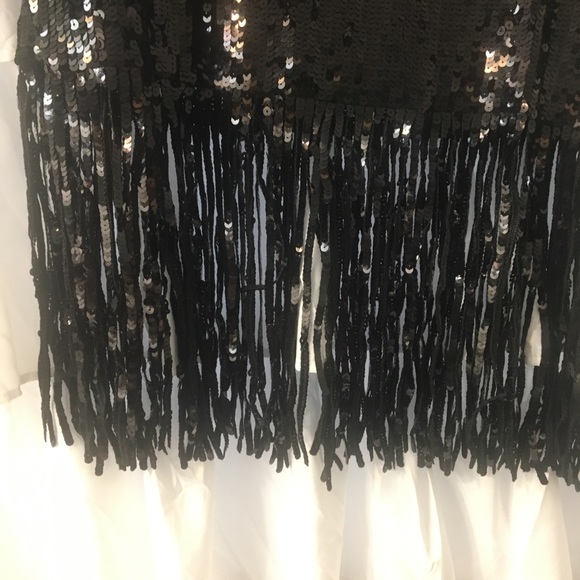 Black sequin shirt with fringe - Picture 3 of 4
